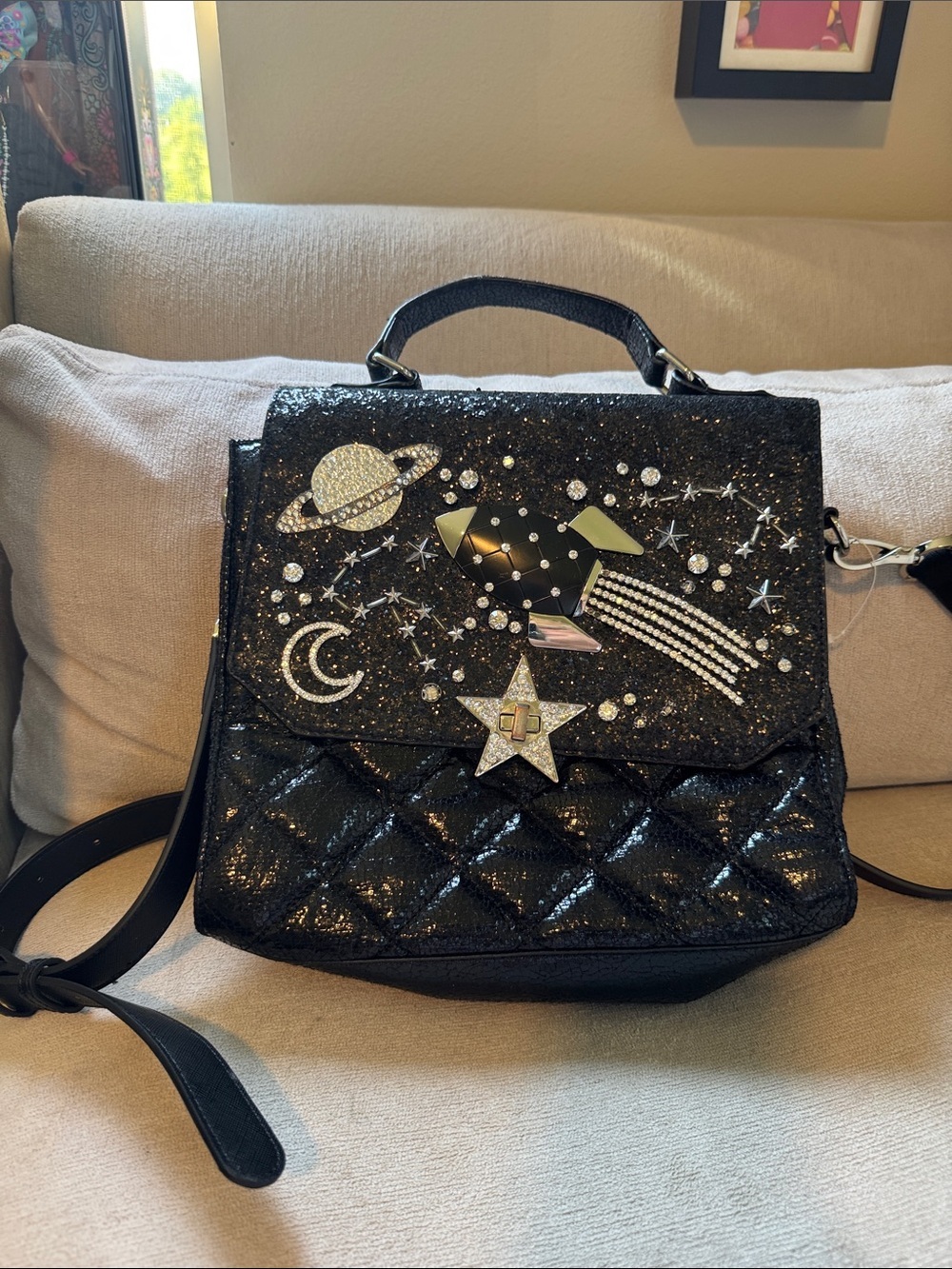 Aldo Black Rhinestone Crossbody Bag